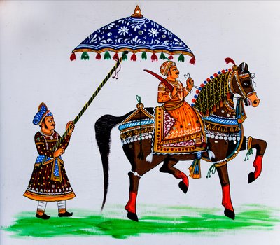 Mural painting in the old town, Udaipur, Udaipur, Rajasthan, India, Asia by Unbekannter Künstler