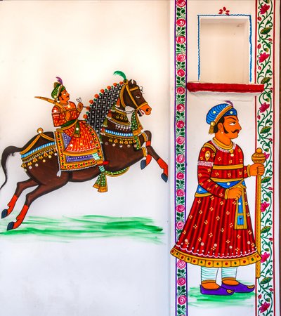 Mural painting in the old town, Udaipur, Rajasthan, India by Unbekannter Künstler