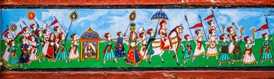 Mural painting in the old town of Bundi, Bundi, Rajasthan, India, Asia by Unbekannter Künstler