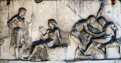 Myth of Telephus, House of Relief of Telephus, Herculaneum, Campania, Italy, Roman civilization by Benjamin Baud