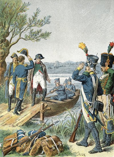 Napoleon I on Lobau Island with André Massena (1809) by Unbekannter Künstler