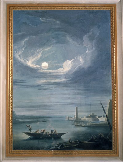 Night scene with the fishermen. Fresco of the Sala del Consiglio by Unbekannter Künstler