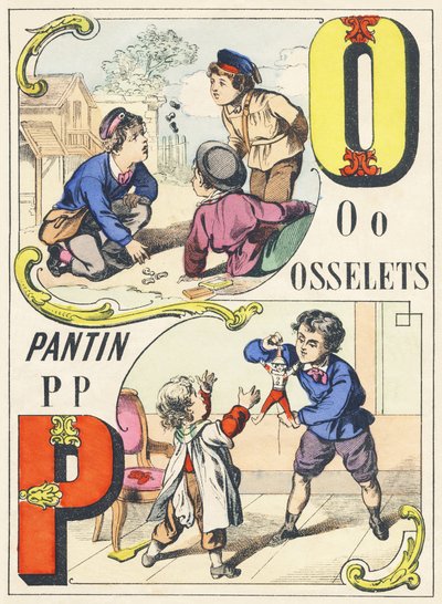 O P: osselets, pantin - Games Alphabet, c.1890 by Unbekannt