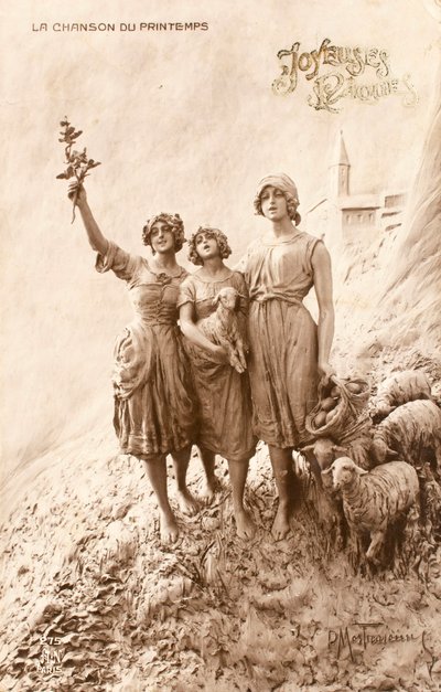 Spring Song, Shepherdess, Sheep by William M. Timlin