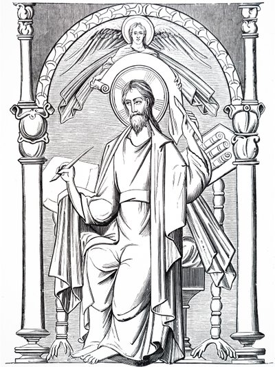 One of the Evangelists Writing on Parchment by Unbekannt