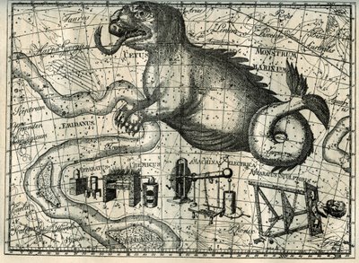 The Whale Constellation Represented as a Fantastic Animal with a Forked Tongue and a Long Tail by Unbekannt