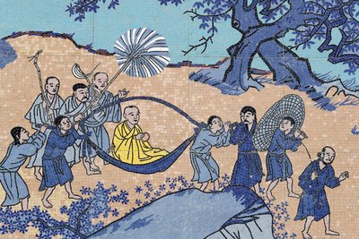 Ong Nui Buddhist Pagoda, Wall Fresco, Buddhist Monk, Quy Nhon, Vietnam, 2019 by Unbekannt
