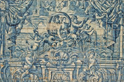 Oporto, Se Catholic Cathedral (orig. 12th century), azulejos, hand painted blue tiles by Unbekannter Künstler