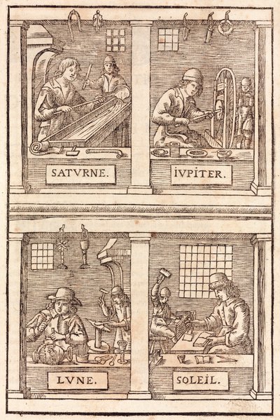 Goldsmiths & Silversmiths Alchemical symbolism: Saturn and lead, Jupiter and tin, the Moon and silver, the Sun and gold by Unbekannt