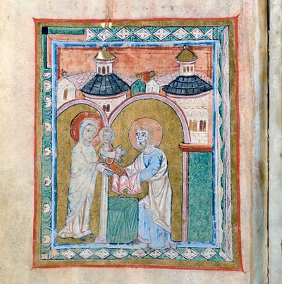 Page of a codex showing the Presentation at the Temple, Treasury of the Cathedral of Vercelli by Unbekannt