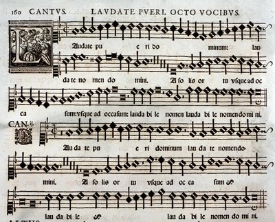 Page of Musical Score of Laudate Pueri Psalm with 8 Voices by Tomas Luis de Victoria by Unbekannter Künstler