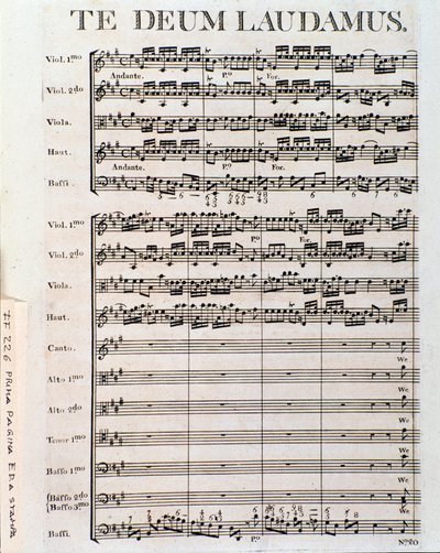 Page of Musical Score of Te Deum by G. F. Handel by Unbekannter Künstler