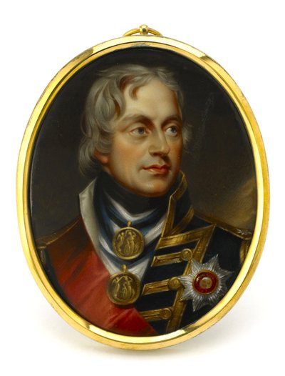 Painted Miniature Representing Vice Admiral Horatio Nelson. Mounted on a Copper and Enamel Pendant, Early 19th Century, Portrait by Henry Pierce Bone by Unbekannter Künstler