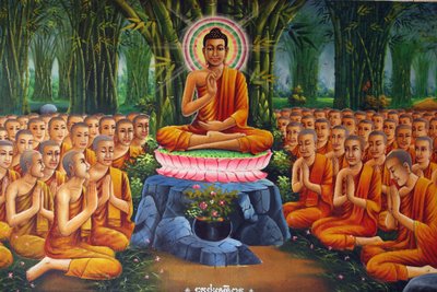Buddha teaching to monks, Udong, Cambodia by Unbekannt