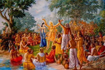 Painting depicting Chaitanya and Nityananda dancing among Vaishnavas. U.K. by Unbekannter Künstler
