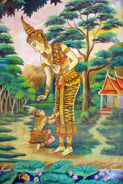 Painting depicting the Life Story of Shakyamuni Buddha, Wat Naxai, Vientiane, Laos by Unbekannt