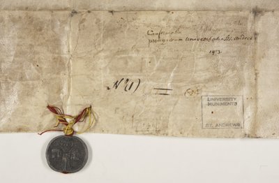 Papal Bull confirming charter of Bishop Henry Wardlaw, verso by Unbekannt