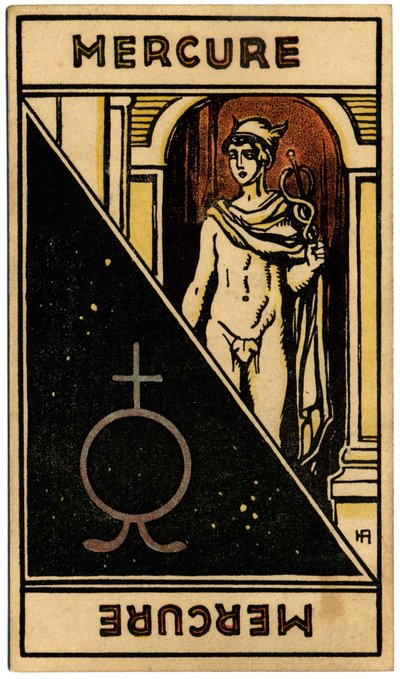 Paranormal. Astrology. Mercury (Planet). Astrologic Card from: Le Tarot Astrologique, by Georges Muchery, France by Unbekannter Künstler