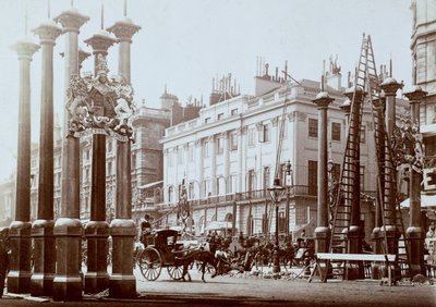 Park Lane being decorated for Queen Victoria