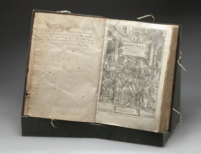 Woodcut of Andreas Vesalius dissecting a cadaver by Unbekannt