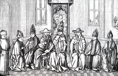 Peter the Hermit, Pope Urban II and Simeon Patriarch of Jerusalem by Unbekannt