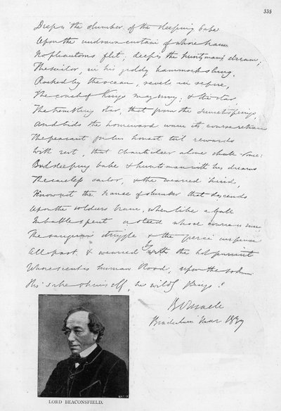Poem written by Disraeli as a young man by Unbekannt