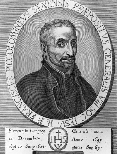 Portrait of Francesco Piccolomini (1582-1651), Italian Jesuit, Superior General of Society of Jesus from 1649 to 1651, engraving by William M. Timlin