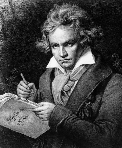 Portrait of Ludwig van Beethoven, composing the Missa solemnis (based on the painting by Karl Joseph Stieler) by Unbekannter Künstler