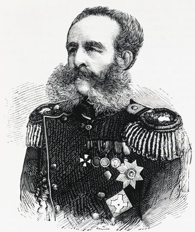 Portrait of Prince Dmitry Ivanovich Sviatopolk-Mirsky, Russian general, engraving by William M. Timlin