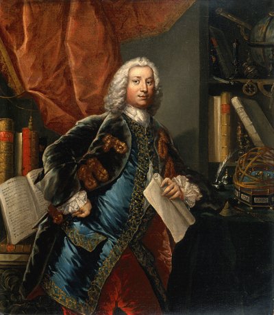 Portrait of a Gentleman in His Study with Scientific Instruments, c 1750 by Unbekannter Künstler