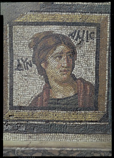 Portrait of a woman, detail of a mosaic pavement depicting the seasons and hunting scenes, from the Constantinian Villa at Daphne, Roman, c.325-330 AD by Unbekannt