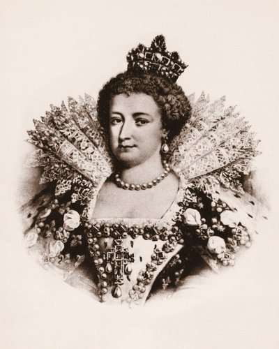 Portrait of the Queen of France Marie de Medicis (1576-1642) Engraving of the 19th century by Unbekannter Künstler