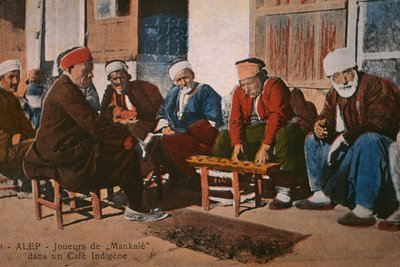 Postcard Depicting Mancala Players in a Cafe at Aleppo, Syria by Unbekannt