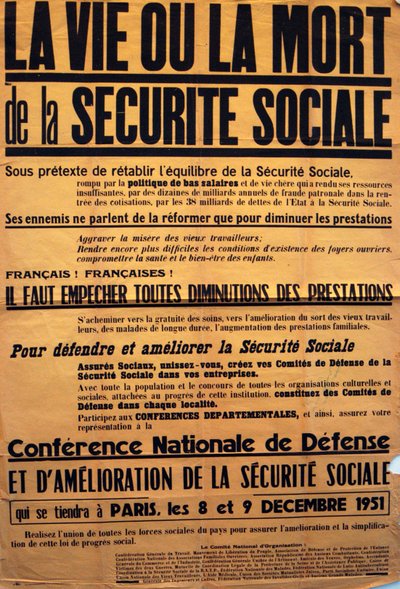 Poster by the CGT for a Conference about Social Security by Unbekannt