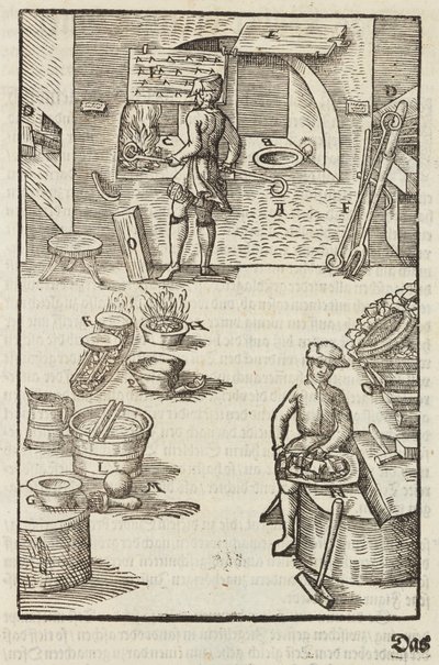 Purification of silver ore by fire - Engraving from Description of ores and main mining methods, by Lazarus Ecker by Unbekannt