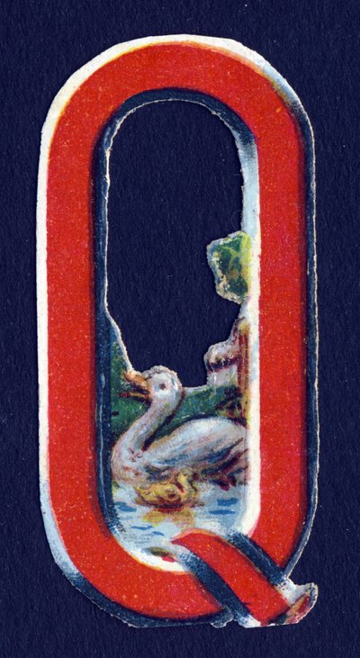 Q as Quack. Beetle decoupis on the theme of animals. Engraving. Series of 26 waffle chromolithographs of English origin. End of the 19th century. by Unbekannt