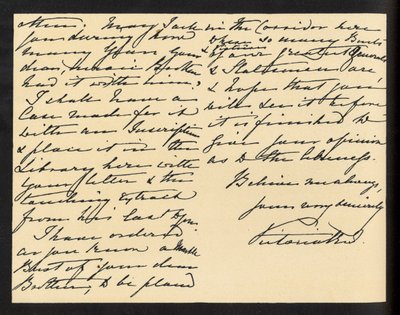 Queen Victoria - handwritten letter to Miss Mary Augusta Gordon, thanking her for the bible that she received as a gift. by Unbekannter Künstler