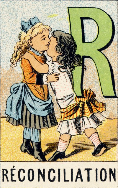 R: Reconciliation - Engraving from ABCD des Petites Filles. Pellerin & Cie, printer-publisher, Epinal, circa 1890. Series A by Unbekannt