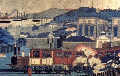 Railway in a Japanese Harbour, Late 19th Century by Unbekannter Künstler