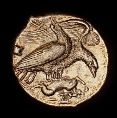 Rare Ancient Greek Coin, Silver Drachma, Agrigentum, Eagle with Hare (410 BC) by Unbekannter Künstler