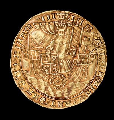 Rare English Coin, Gold Ryal, Queen Mary (Bloody Mary) in ship with sword and shield by Unbekannter Künstler