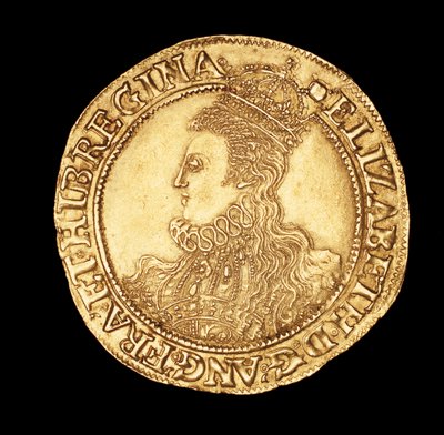Rare English Coin, Portrait of Queen Elizabeth I, Gold Pound by Unbekannter Künstler