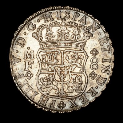Rare Silver Coin, Spanish America King Ferdinand VI, 8 Reale, Crowned Shield with Spanish Arms (1740) by Unbekannter Künstler