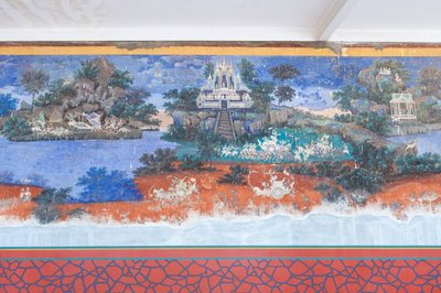 Reamker frescoes adorning the walls of the royal palace complex in Phnom Penh, Cambodia by Unbekannter Künstler