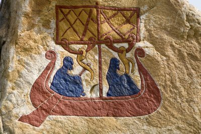 Registration and Representation of a Drakkar (Viking Ship) Viking Rune. Viking Museum, Bork on Ringkoebing Fjord, Denmark by Unbekannter Künstler