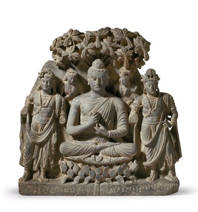 Relief Triad Of Buddha Shakyamuni With Bodhisattvas, 3rd-4th Century by Unbekannter Künstler