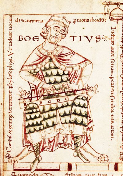 Representation of the Latin Philosopher Boece (Anicius Manlius Severinus Boetius or Boethius) (480-524) Holding a Musical Instrument (Musical Study) by Unbekannt