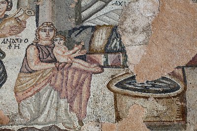 Representation of the newly born Achilles with his nurse Anatrophe and Ambrosia (detail) by Unbekannt