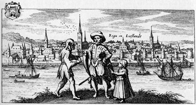 Riga - view of the city on the bank of the river Daugava, c. 1700 by Unbekannter Künstler