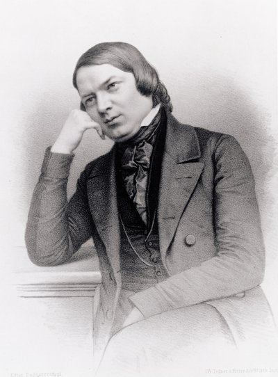 Robert Alexander Schumann, German composer, engraved by Isaac Wilhelm Tegner and Johann Adolf Kittendorff, after a daguerreotype by Unbekannt